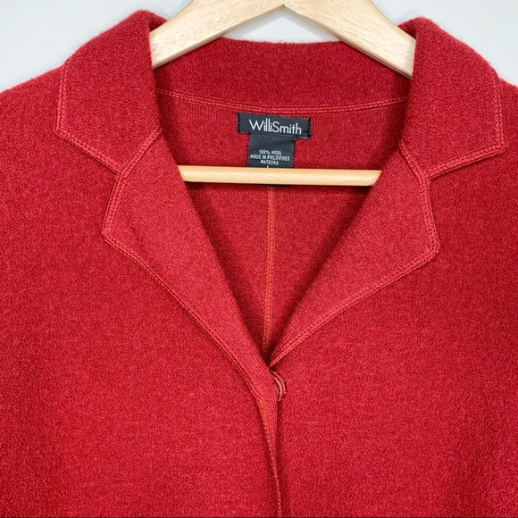 WILLI SMITH Red Boiled Wool Snap Closure Jacket L - Picture 2 of 7